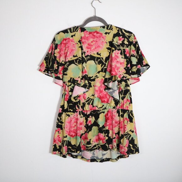 Lauren Ralph Lauren Floral Ruffle Trim Surplice Jersey Top Women XL Wrap Stretch - Picture 7 of 7